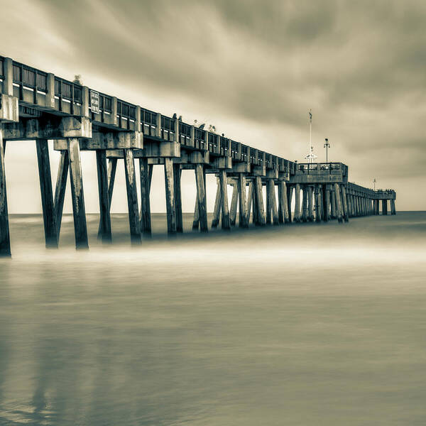 America Poster featuring the photograph Panama City Beach Florida Pier in Sepia 1x1 by Gregory Ballos