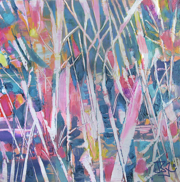 Abstract Poster featuring the painting Pastel Forest by Jean Batzell Fitzgerald