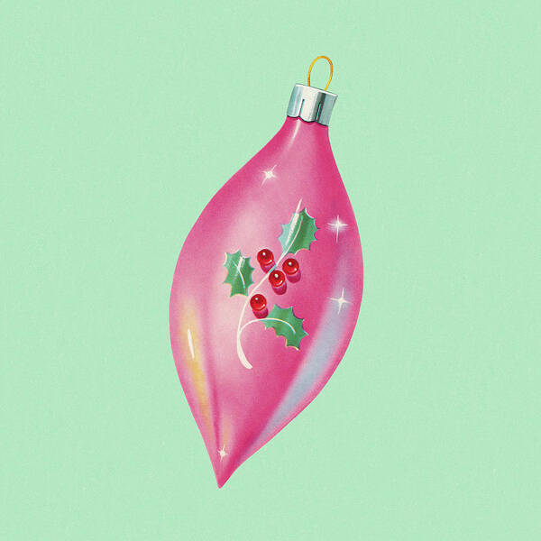 Bulb Poster featuring the drawing Pink Christmas Ornament by CSA Images