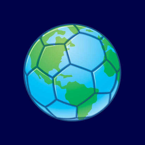 Vector Poster featuring the digital art Planet Earth World Cup Soccer Ball by John Schwegel