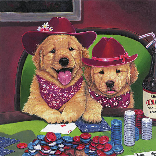 Poker Dogs Poster featuring the painting Poker Dogs by Jenny Newland