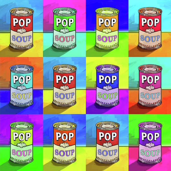 Pop-art-soup Poster featuring the digital art Pop-art-soup by Howie Green