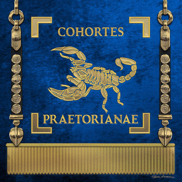 ‘rome’ Collection By Serge Averbukh Poster featuring the digital art Praetorian Guard Standard - Vexillum of Cohortes Praetorianae by Serge Averbukh