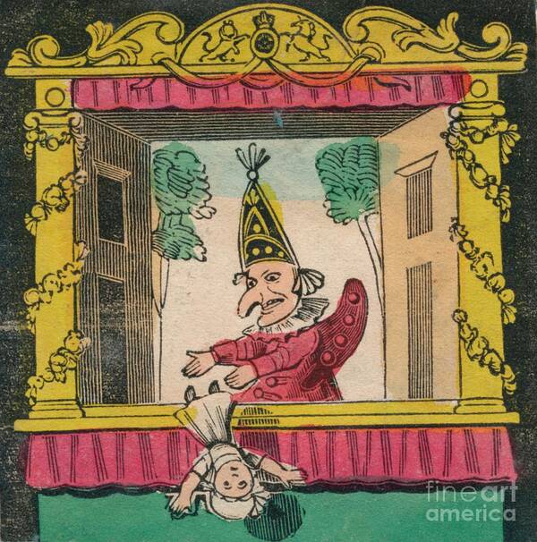 Puppet Show Poster featuring the drawing Punch Dropping The Baby by Print Collector