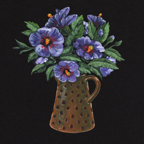 Purple Poster featuring the painting Purple Flowers Polka Dots Vase Floral Impressionism by Irina Sztukowski