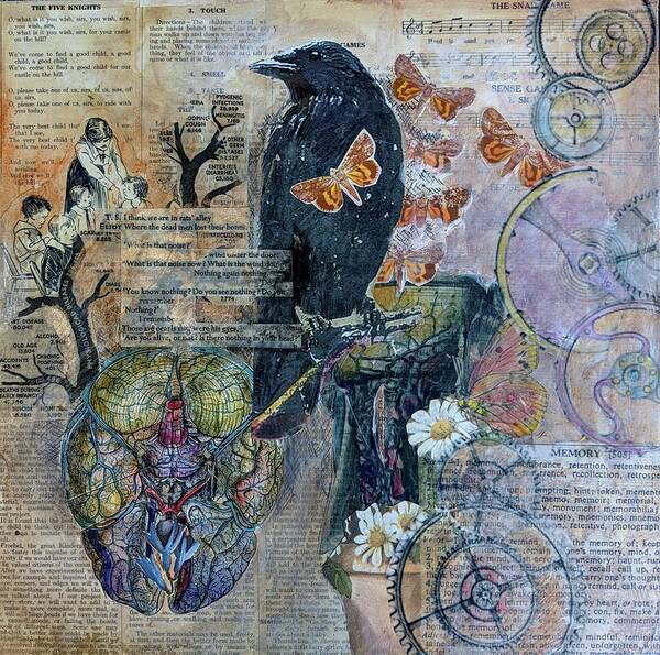 Surreal Poster featuring the mixed media Quoth the Raven by Jillian Goldberg