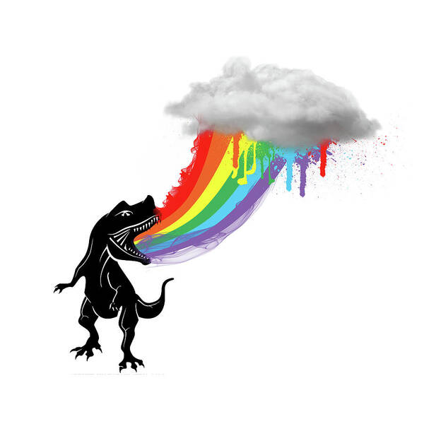Rainbow T-rex Poster featuring the digital art Rainbow Dinosaur by Mark Ashkenazi