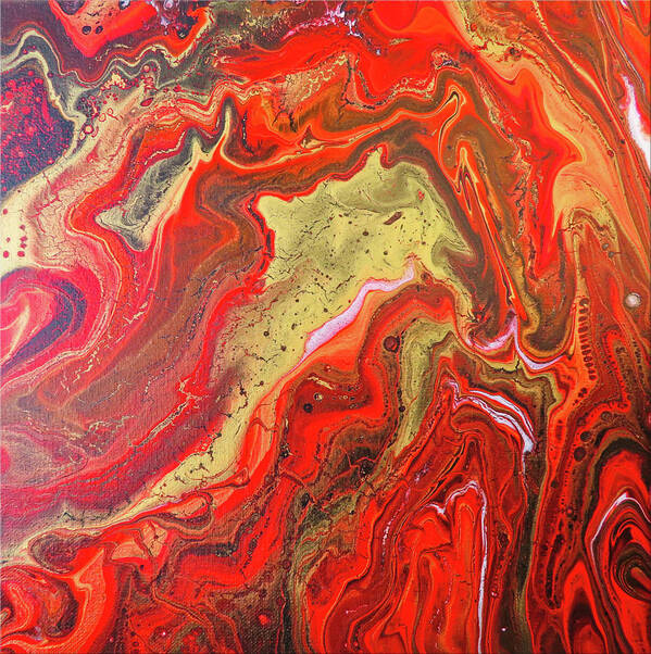Abstract Poster featuring the painting Red and Gold by Steve DaPonte