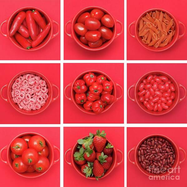 Cherry Poster featuring the photograph Red Fruit And Vegetables Arranged In by Sarah Saratonina