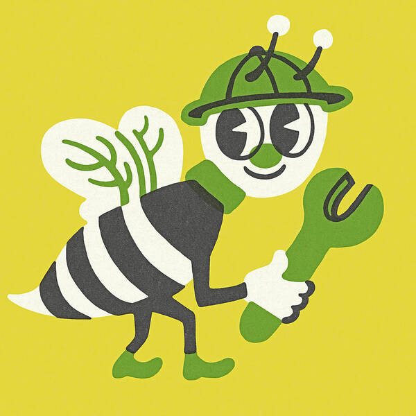 Animal Poster featuring the drawing Repairman Bee by CSA Images