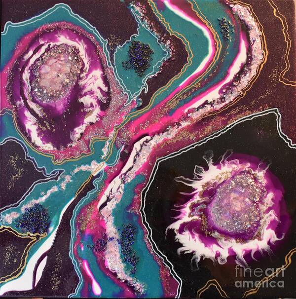 Geode Poster featuring the mixed media Resin Geode-45 by Monika Shepherdson