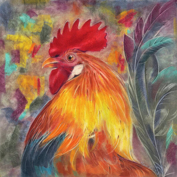 Rooster Poster featuring the pastel Rooster by Marie-Claire Dole