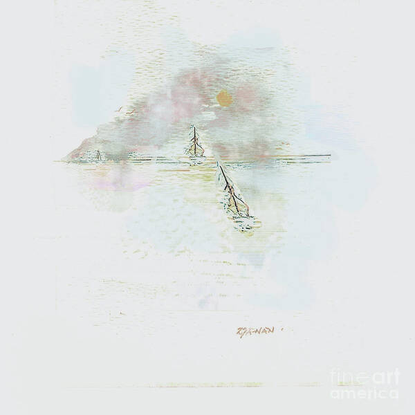 Original Watercolor Painting Poster featuring the painting Sailing Perspectives by Zsanan Studio