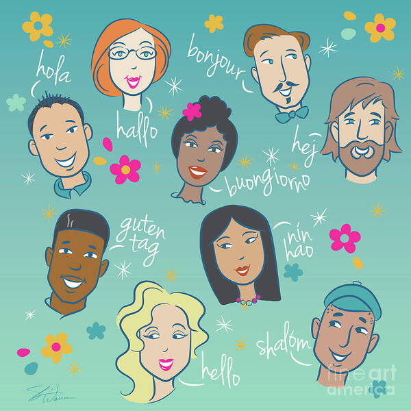 People Poster featuring the mixed media Say Hello People by Shari Warren