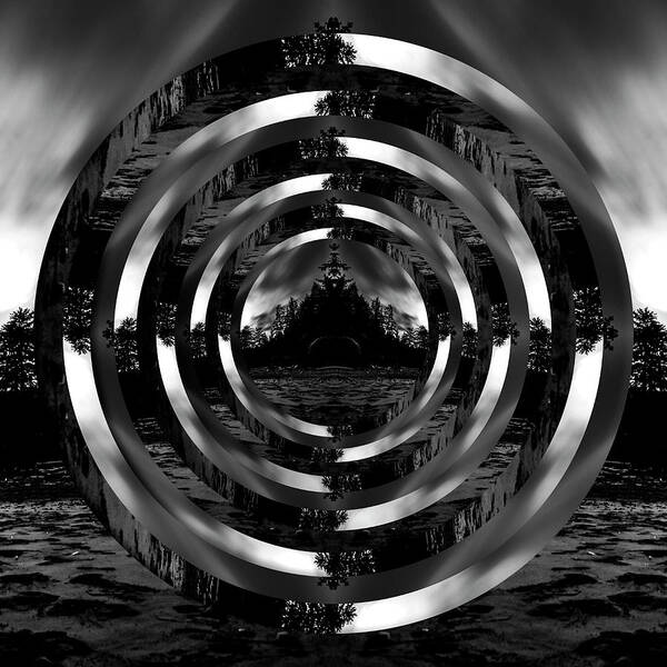 Point Poster featuring the digital art Shi Shi Beach Black and White Reflection Circles by Pelo Blanco Photo