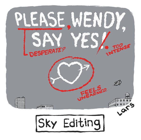 Sky Editing Skywriter Poster featuring the drawing Sky Editing by Lars Kenseth