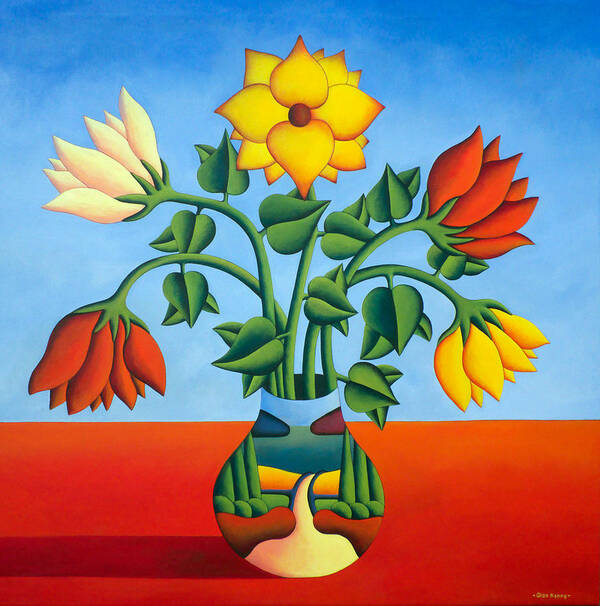 Flowers Poster featuring the painting Softvase with flowers by Alan Kenny