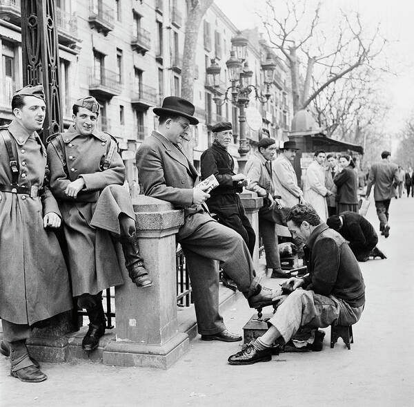 Working Poster featuring the photograph Spanish Shoeshine by Bert Hardy