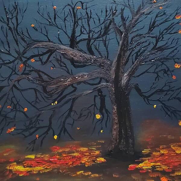 Autumn Poster featuring the painting Spooky Tree by Amy Kuenzie