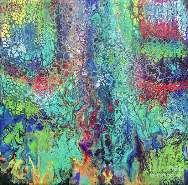 Poured Acrylic Poster featuring the painting Spring Rush by Lucy Arnold