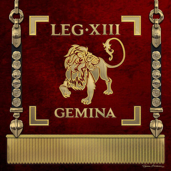 ‘rome’ Collection By Serge Averbukh Poster featuring the digital art Standard of the 13th Legion Geminia - Vexillum of 13th Twin Legion by Serge Averbukh