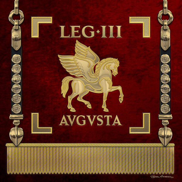 ‘rome’ Collection By Serge Averbukh Poster featuring the digital art Standard of the Third Augustan Legion - Vexillum of Legio III Augusta by Serge Averbukh