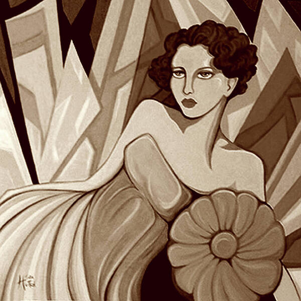 Art Deco Poster featuring the painting Starlet 1935 in Sepia Tone by Tara Hutton