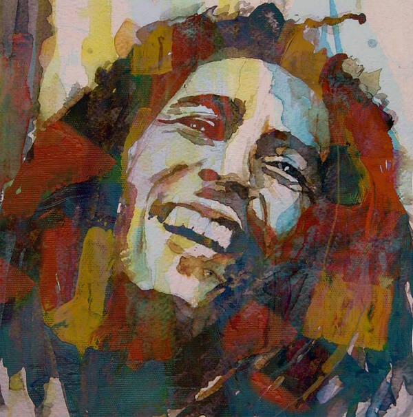 Bob Marley Poster featuring the painting Stir It Up - Retro - Bob Marley by Paul Lovering