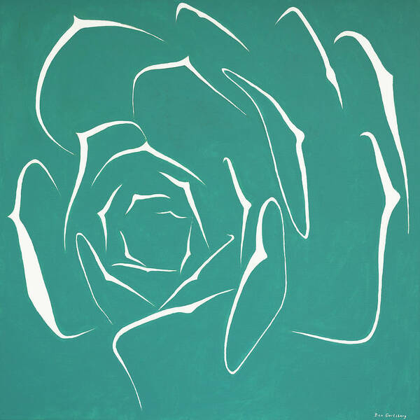 Abstract Succulent Poster featuring the painting Succulent In Turquoise by Ben and Raisa Gertsberg