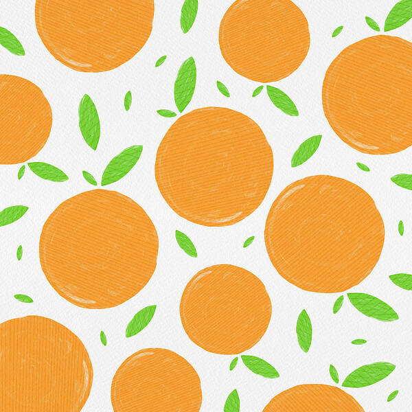 Orange Poster featuring the painting Sunny Citrus Pattern by Jen Montgomery