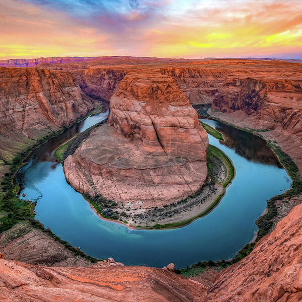 America Poster featuring the photograph Sunrise at Horseshoe Bend - Square Format by Gregory Ballos