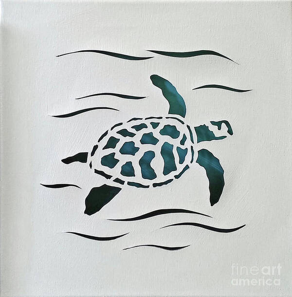 Sea Turtle Poster featuring the mixed media Swimmer by Phyllis Howard