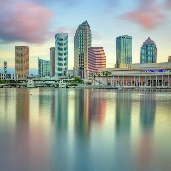 America Poster featuring the photograph Tampa Bay Skyline at Dusk 1x1 by Gregory Ballos