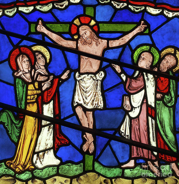 Stained Glass Poster featuring the glass art The Crucifixion, 1853 by English School
