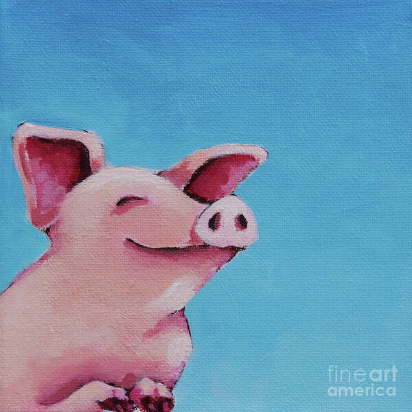 Pig Poster featuring the painting The happiest Pig by Lucia Stewart