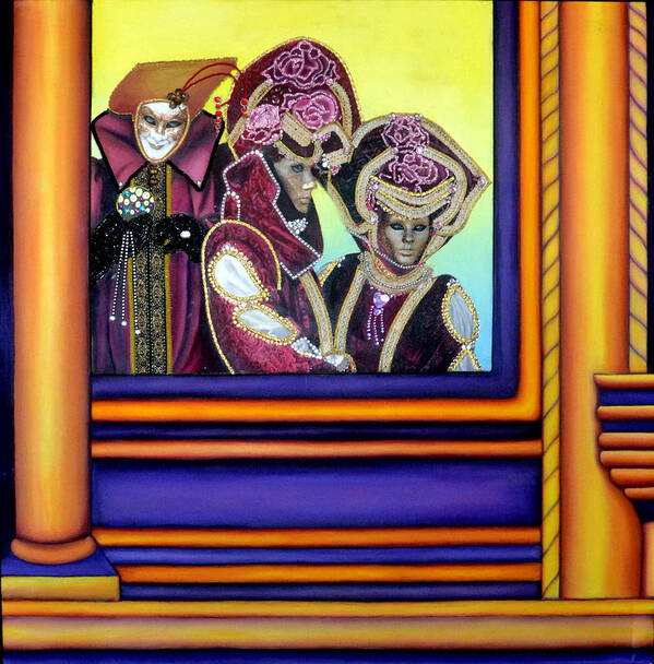 Oil Painting Poster featuring the mixed media The Joker - The Carnival of Venice by Anni Adkins