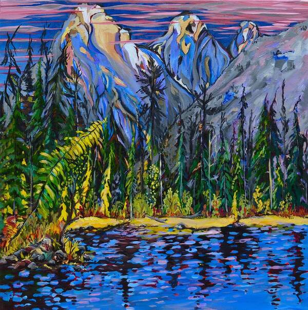 Trees Poster featuring the painting Three Sisters Murtle Lake by Gregory Merlin Brown