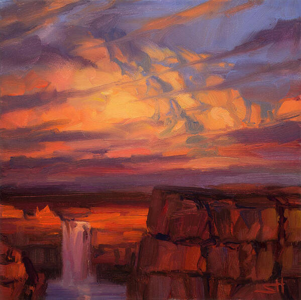 Waterfall Poster featuring the painting Thundercloud over the Palouse by Steve Henderson