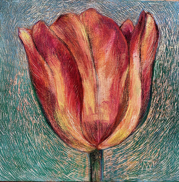 Tulip Poster featuring the painting Thuya Tulip by AnneMarie Welsh