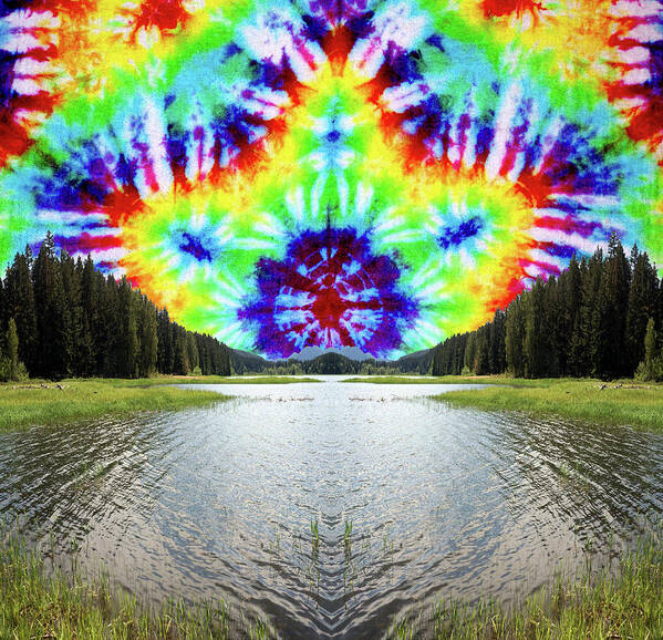 Tie Dye Poster featuring the photograph Tie Dye Sunrise at the Lake by Ben Upham III