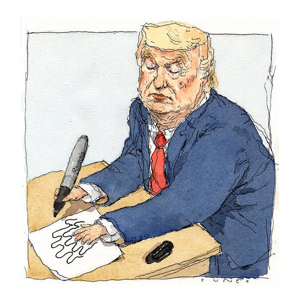 Captionless Poster featuring the painting Trump's Shrinking Hand by John Cuneo