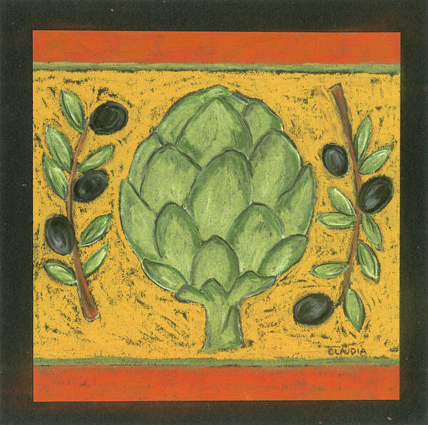 Tuscan Artichoke Poster featuring the painting Tuscan Artichoke by Claudia Interrante