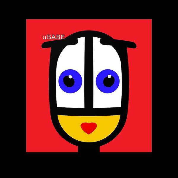 Ubabe T-shirt Poster featuring the digital art Ubabe Red by Ubabe Style