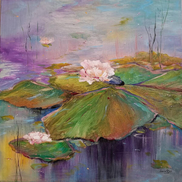 Lily Pad Poster featuring the painting Unburdened Embrace by Judith Rhue