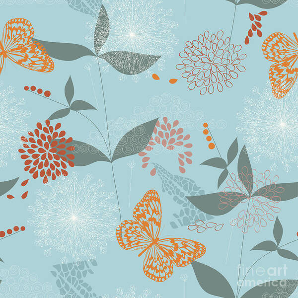 Beauty Poster featuring the digital art Vector Seamless Pattern Of Flowers by Kitigan