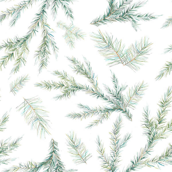 Year Poster featuring the digital art Watercolor Christmas Tree Branches by Eisfrei