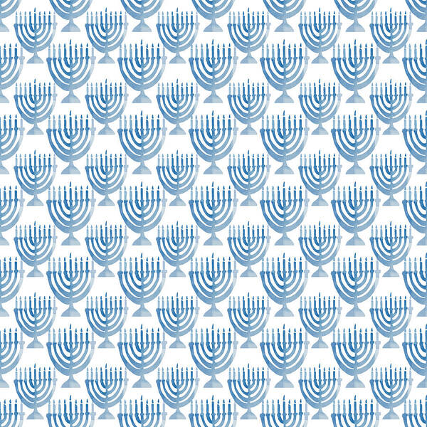 Hanukkah Poster featuring the digital art Watercolor Menorahs- Art by Linda Woods by Linda Woods
