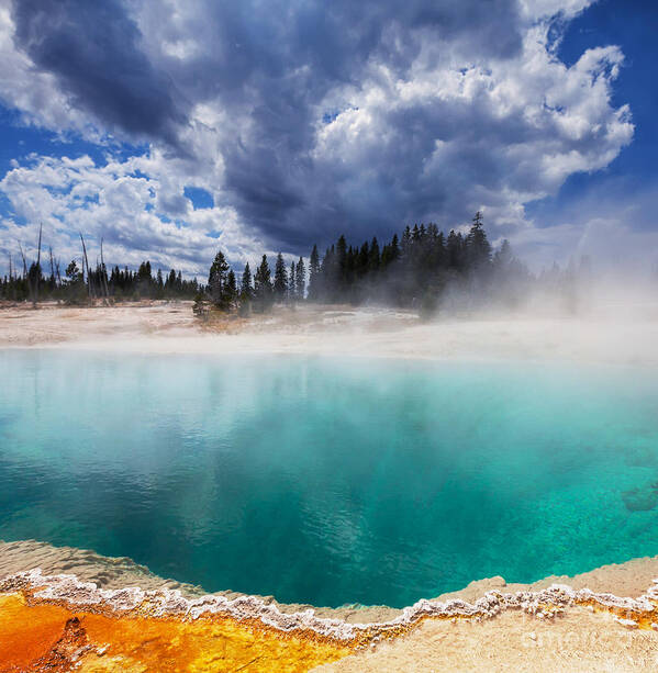Pond Poster featuring the photograph West Thumb Geyser Basin In Yellowstone by Galyna Andrushko