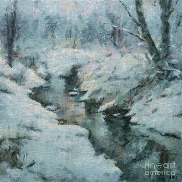 Nature Poster featuring the painting Winter By The Stream by Dragica Micki Fortuna