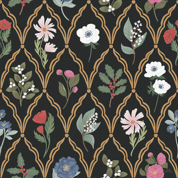 Anemones Poster featuring the painting Winter Spirit Pattern Vd by Laura Marshall